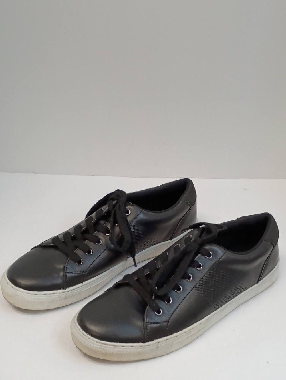 Stylus Black Leather Lace-Up Sneakers Size 12 Men
